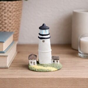 Vintage Mini Lighthouse Figurine Coastal Nautical Decor Small Seaside Accent